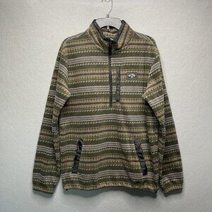 Billabong Mens Size S Long Sleeve 1/4 Zip Mock Neck Fleece Pullover Tribal Print